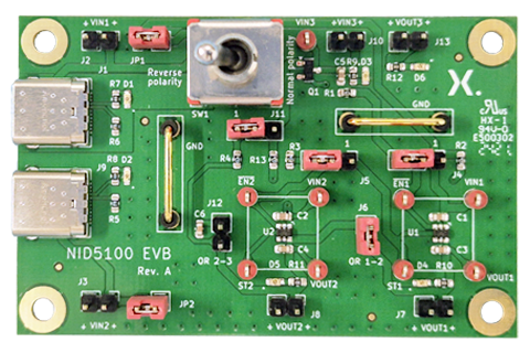 輸入極性保護(hù)，低IQ理想二極管評(píng)估板(NID5100)